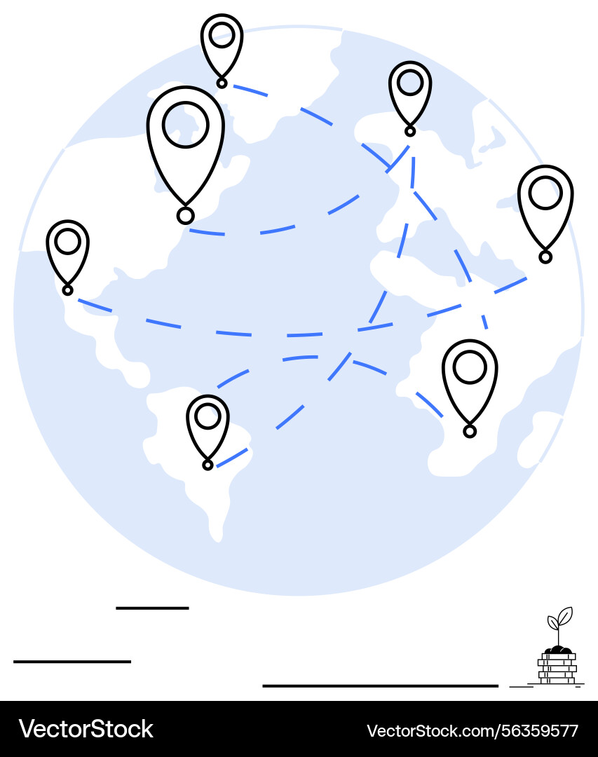 Global network connectivity with location markers Global network connectivity with location markers vector image