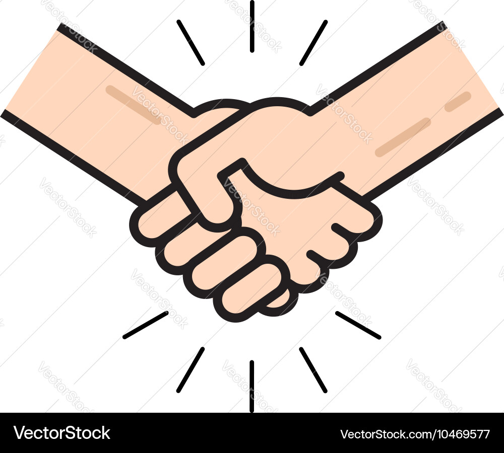Handshake Ikone isolierte flache Umrisslinie Vektorbild