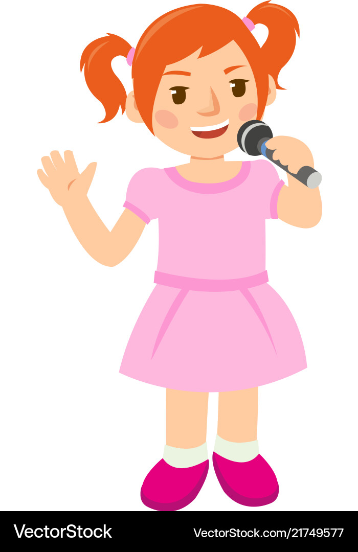 Little young girl in pink singing a song Vector Image