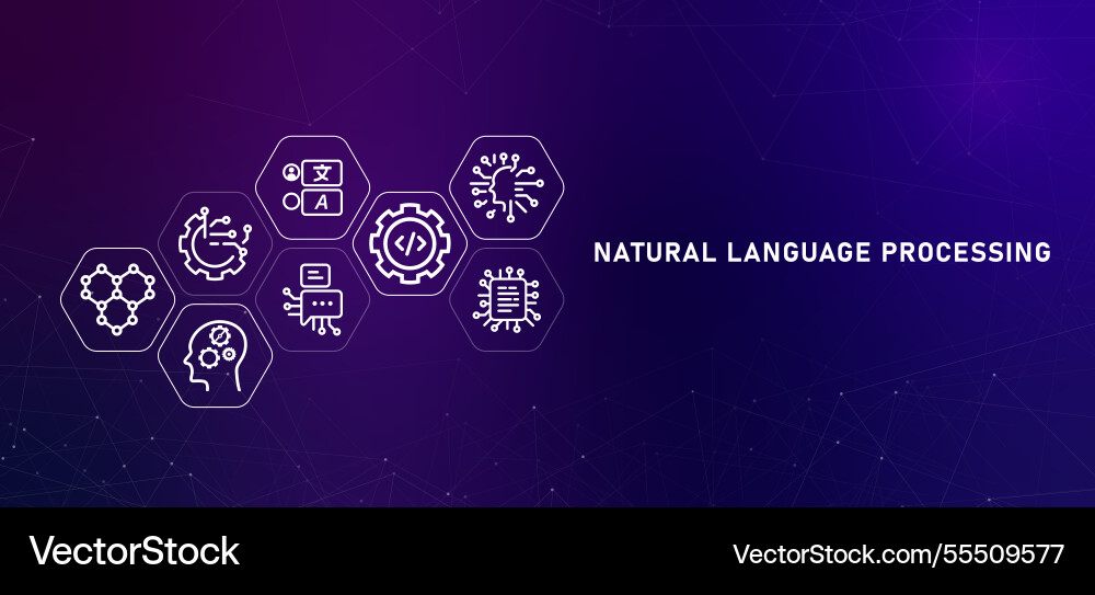 Nlp natural language processing header gradient Nlp natural language processing header gradient vector image