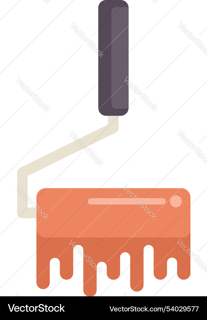 Paint roller dripping with orange on white Paint roller dripping with orange on white vector image