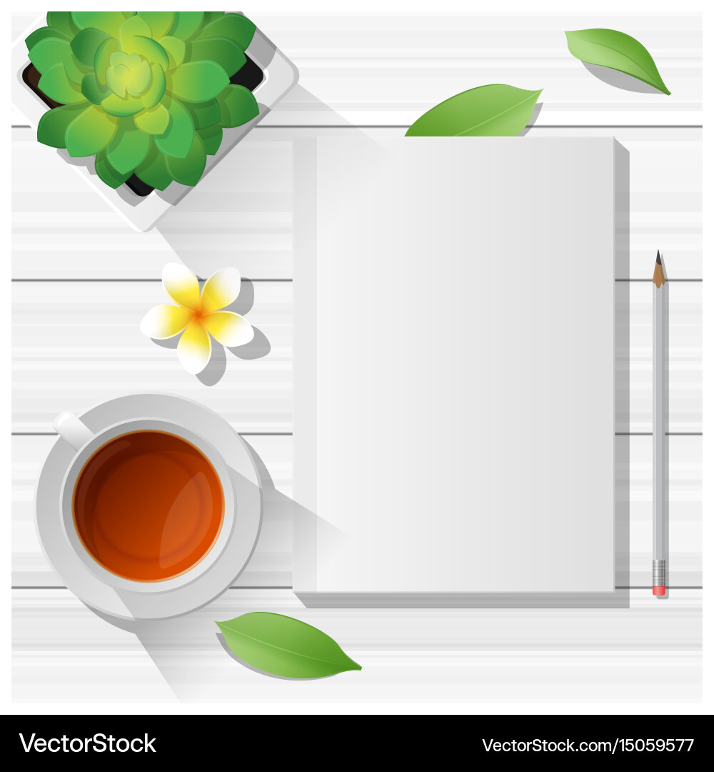 Summer Table with Notebook Vector Image