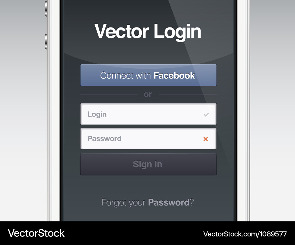 Web page login password security screen vector image