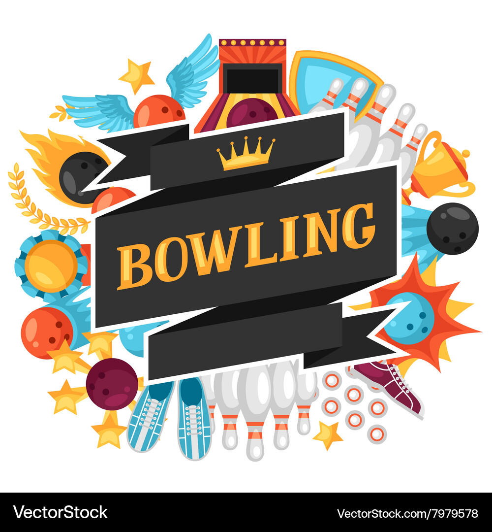 Background with bowling items image Vector Image