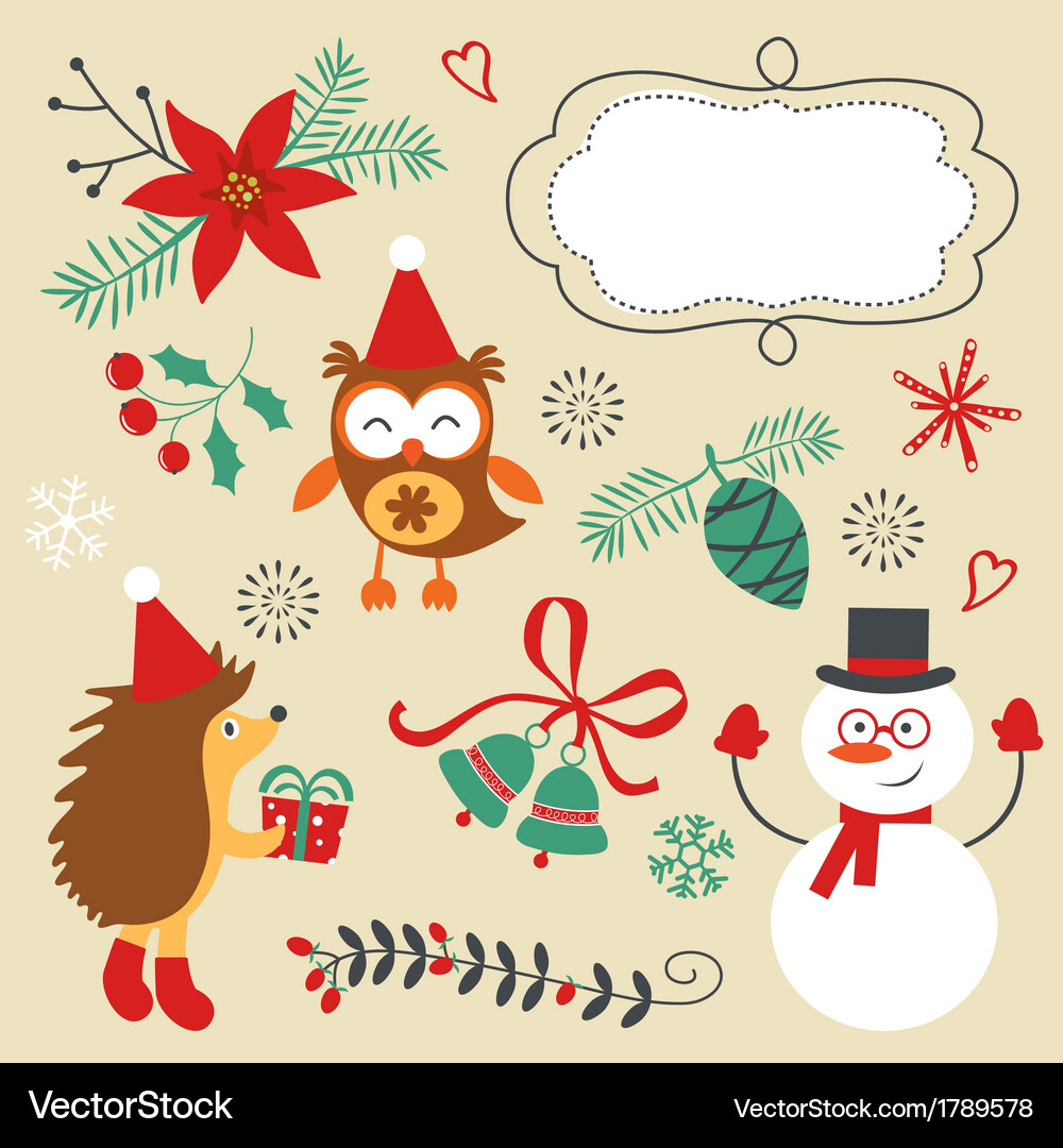 Christmas Icons & Decorations Vector Image