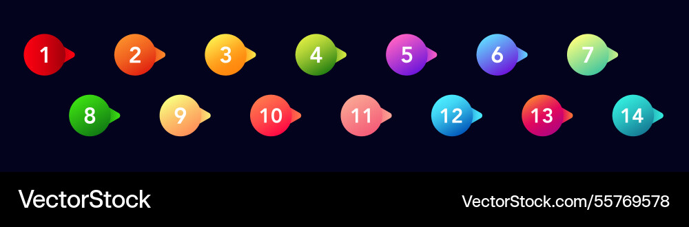 Colorful circular buttons with numbers for user vector image