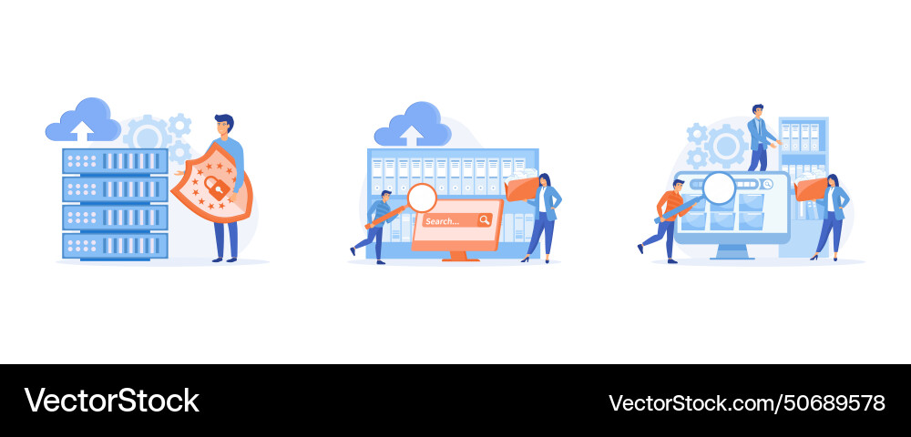 Concept of secured database safe storage user vector image