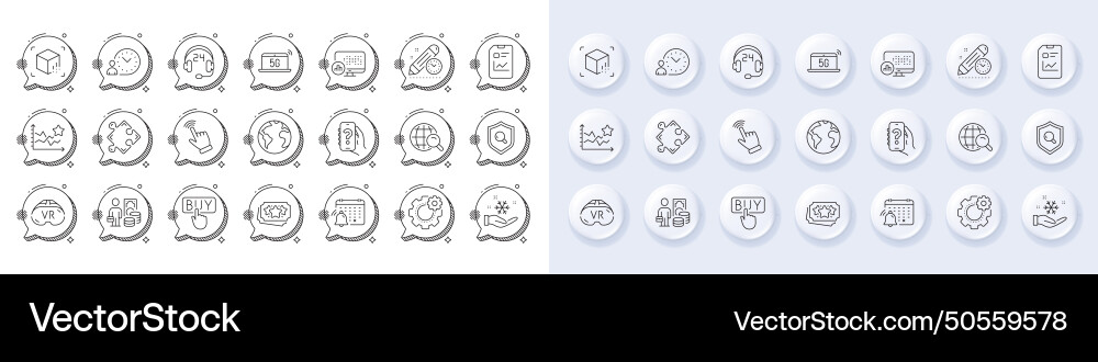 Cursor internet search and inspect line icons Cursor internet search and inspect line icons vector image