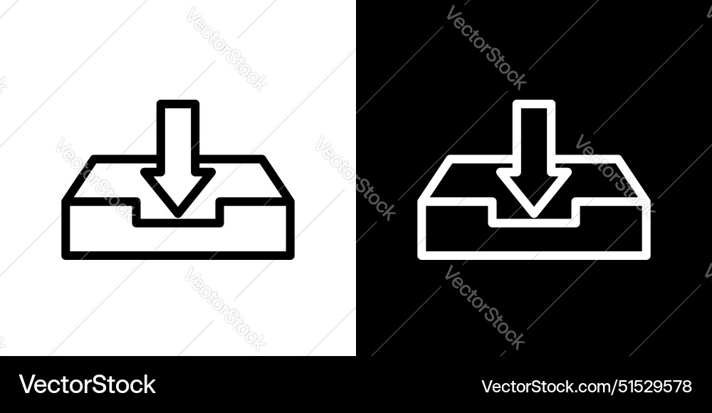 Inbox icon set email tray with arrow symbol Inbox icon set email tray with arrow symbol vector image