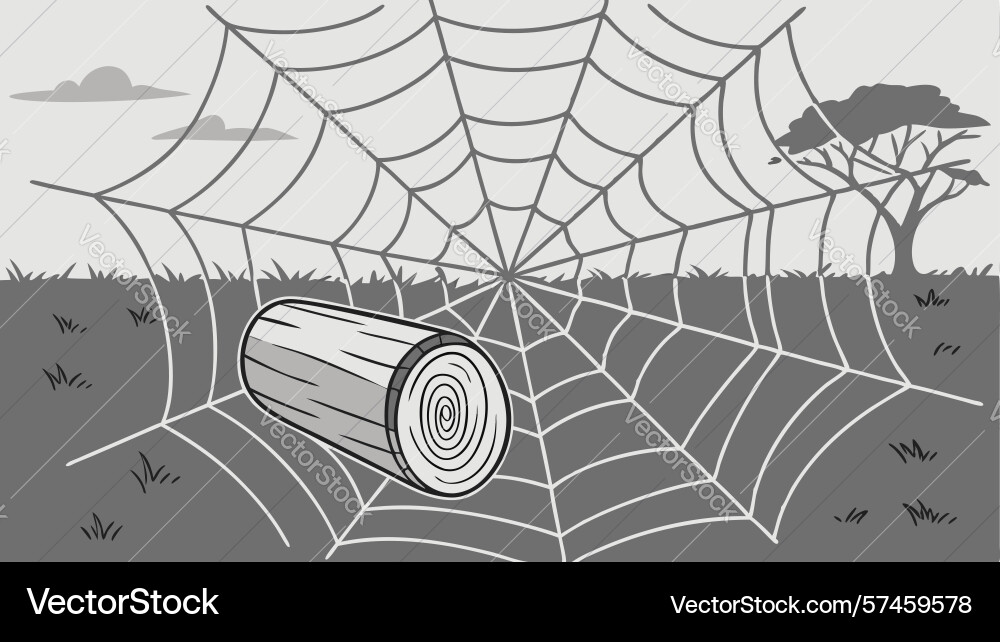Mysterious log caught in spider webs under Vector Image