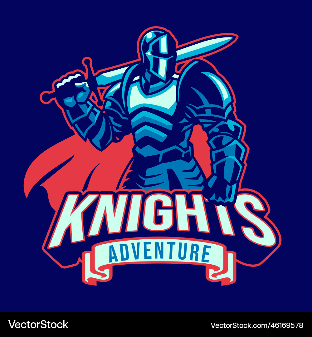 Sword knight warrior mascot sport logo style Sword knight warrior mascot sport logo style Vector Image
