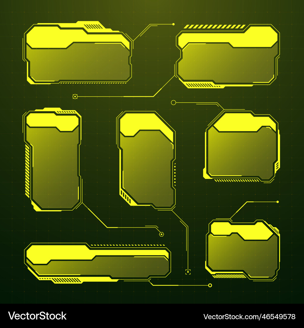Yellow futuristic hud ui elements sci-fi user Yellow futuristic hud ui elements sci-fi user vector image