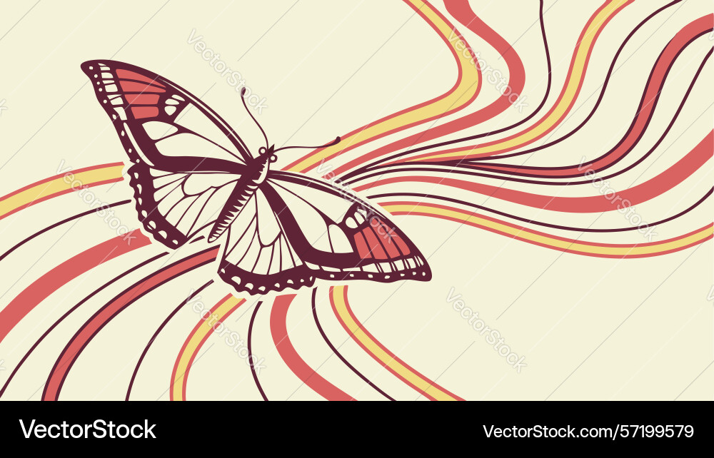 Artistic butterfly with dynamic abstract swirls vector image