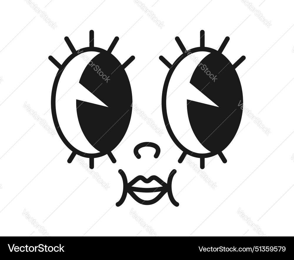 Cartoon comic smile groovy face funny eye emotion Cartoon comic smile groovy face funny eye emotion vector image