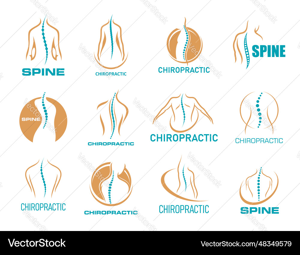 Chiropractic medicine icons physiotherapy massage Chiropractic medicine icons physiotherapy massage vector image