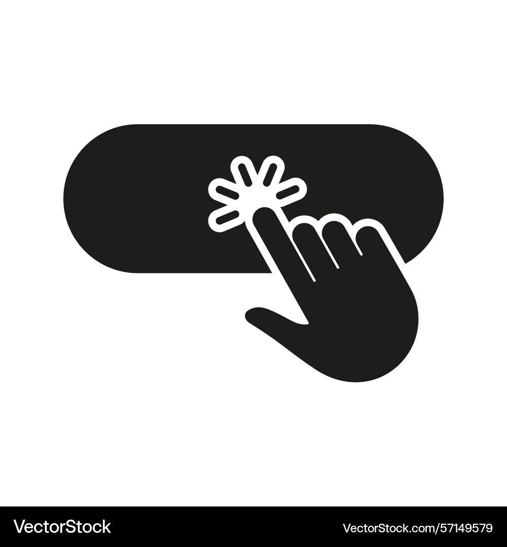 Hand clicking button solid icon user interaction Hand clicking button solid icon user interaction vector image