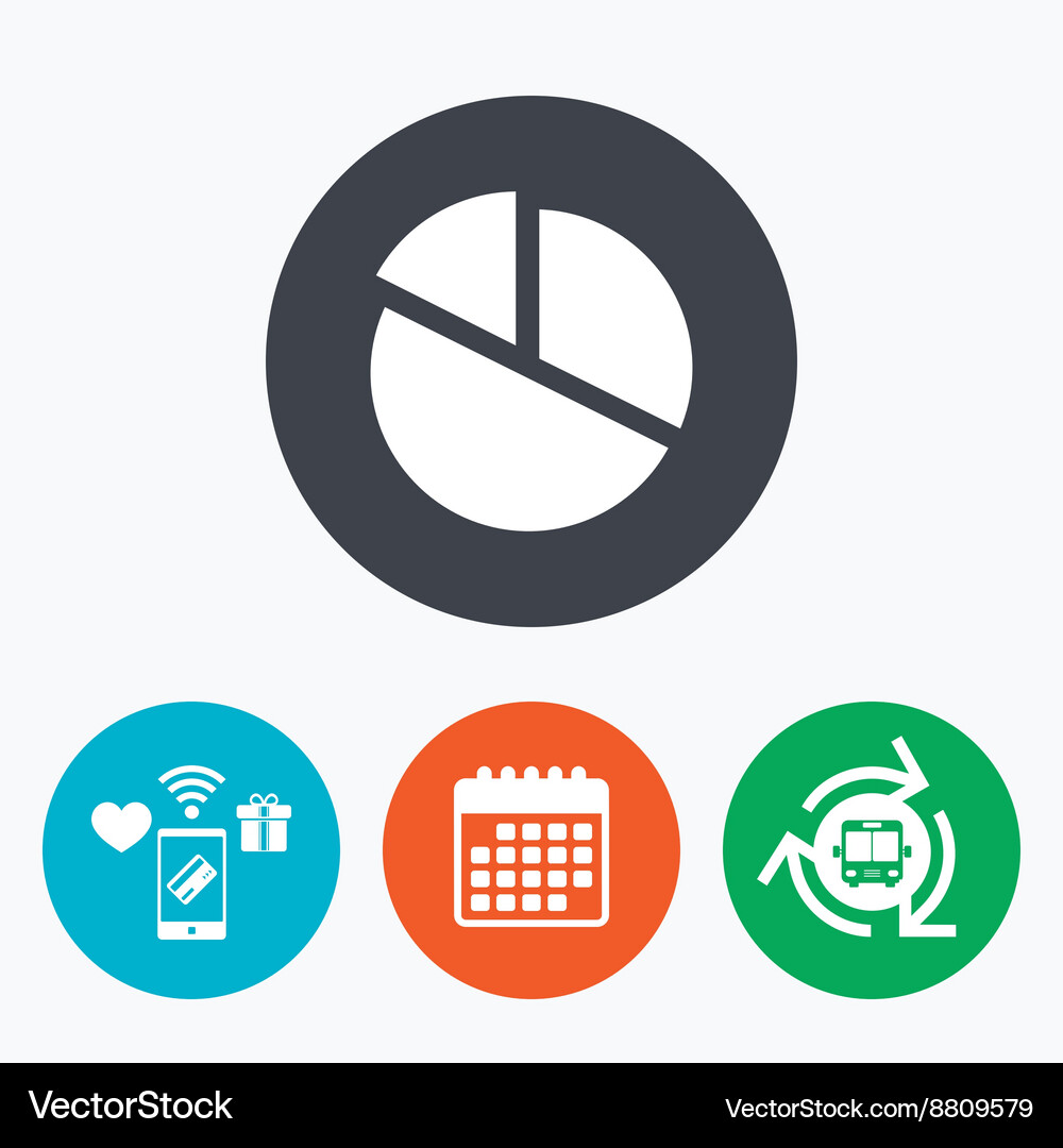 Pie chart graph sign icon diagram button Vector Image