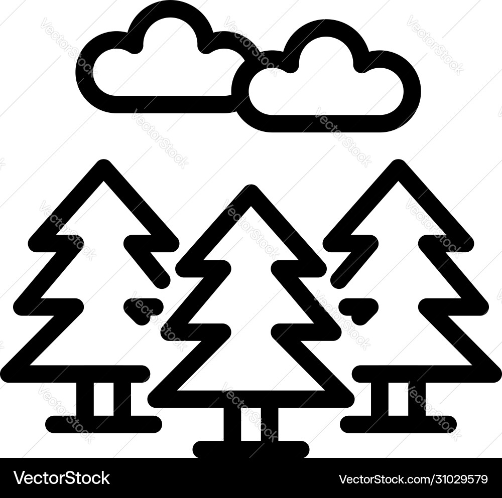 Wolken und Fichte Symbol Umriss Stil Wolken und Fichte Symbol Umriss Stil vektorbild