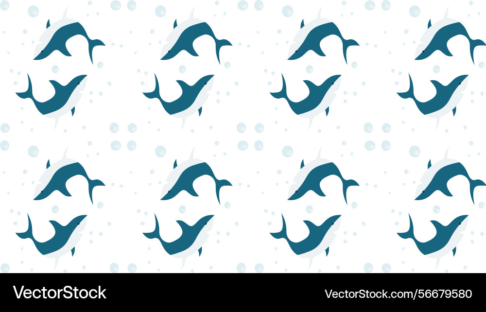 A pattern of two sharks with bubbles Vector Image