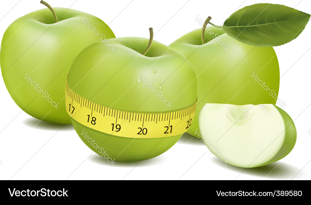 Apples with Measuring Tape Vector Image