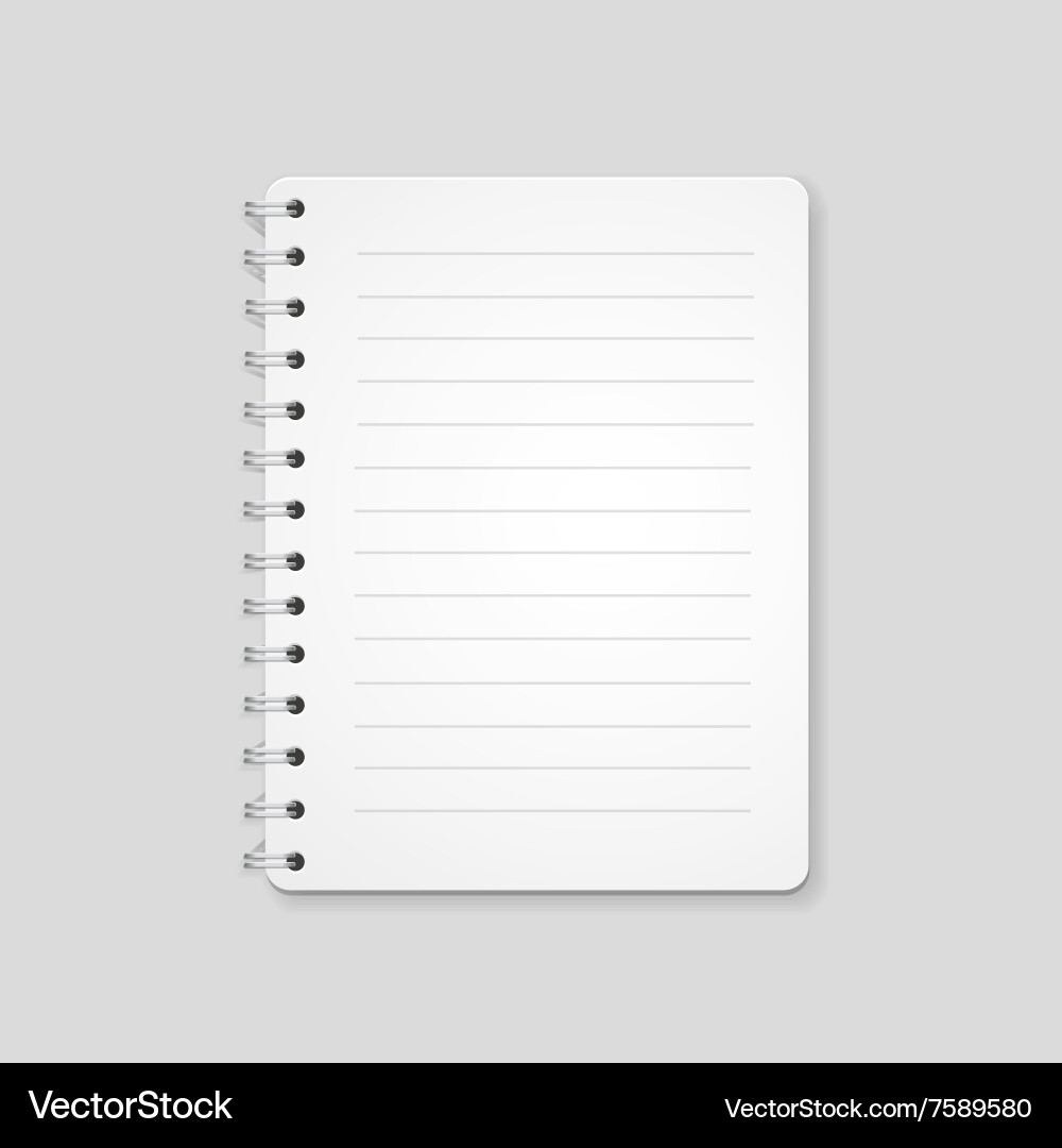 Blank realistic spiral notebook notepad isolated Vector Image