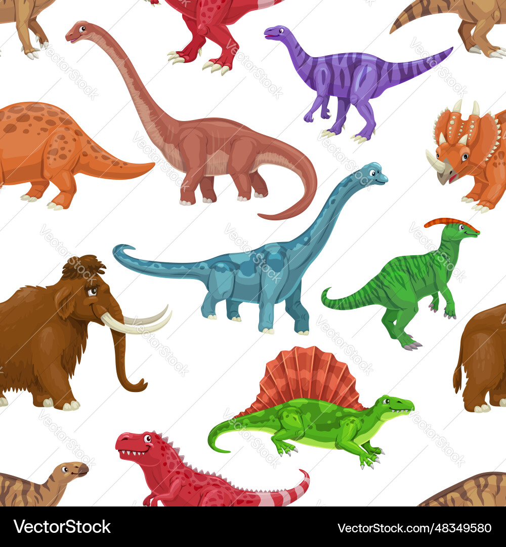 Cartoon Dinosaurier Charaktere nahtlose Muster Cartoon Dinosaurier Charaktere nahtlose Muster vektorbild