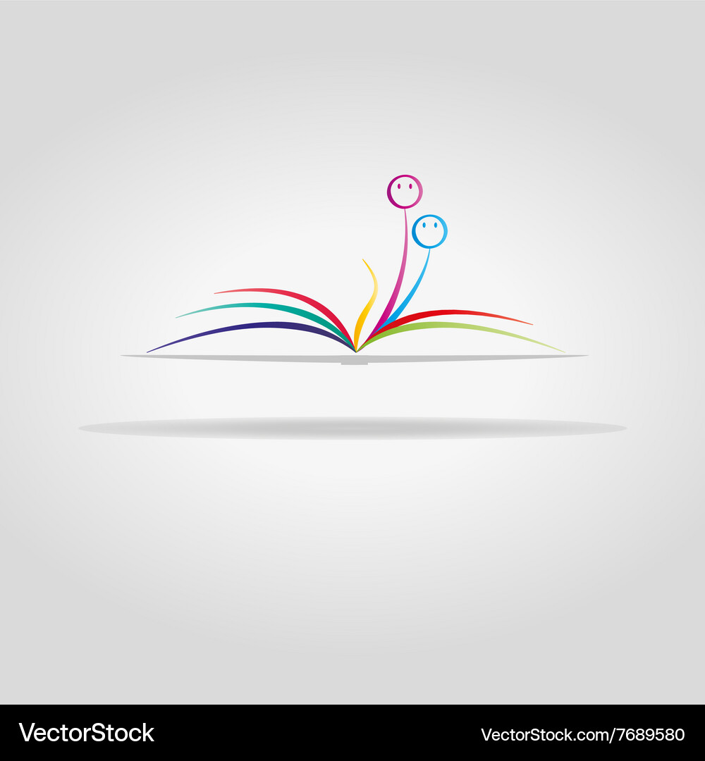 Colorful Open Book with Faces Vector Image