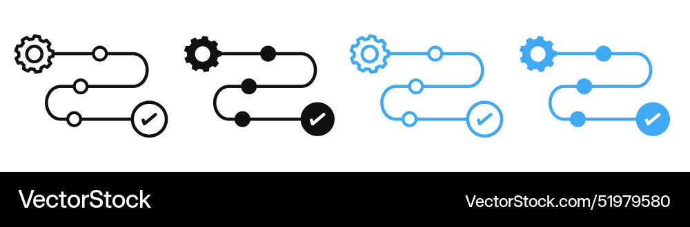 Fabrikautomation Icons die sequentiell zeigen Fabrikautomation Icons die sequentiell zeigen vektorbild