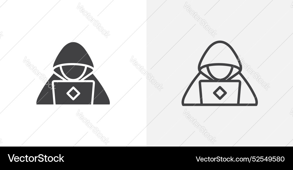 Hacker thin line icon set Hacker thin line icon set vector image