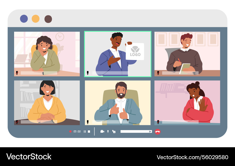 Online-Geschäftstreffen von Marketing-Team Online-Geschäftstreffen von Marketing-Team vektorbild