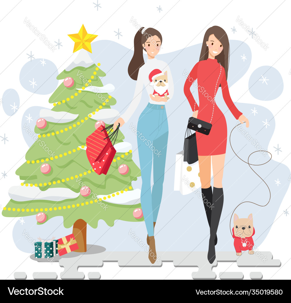 Schöne Mädchen Freund Winter Weihnachten Kostüm Schöne Mädchen Freund Winter Weihnachten Kostüm vektorbild