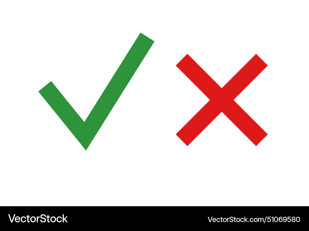 Set check mark and cross Set check mark and cross vector image