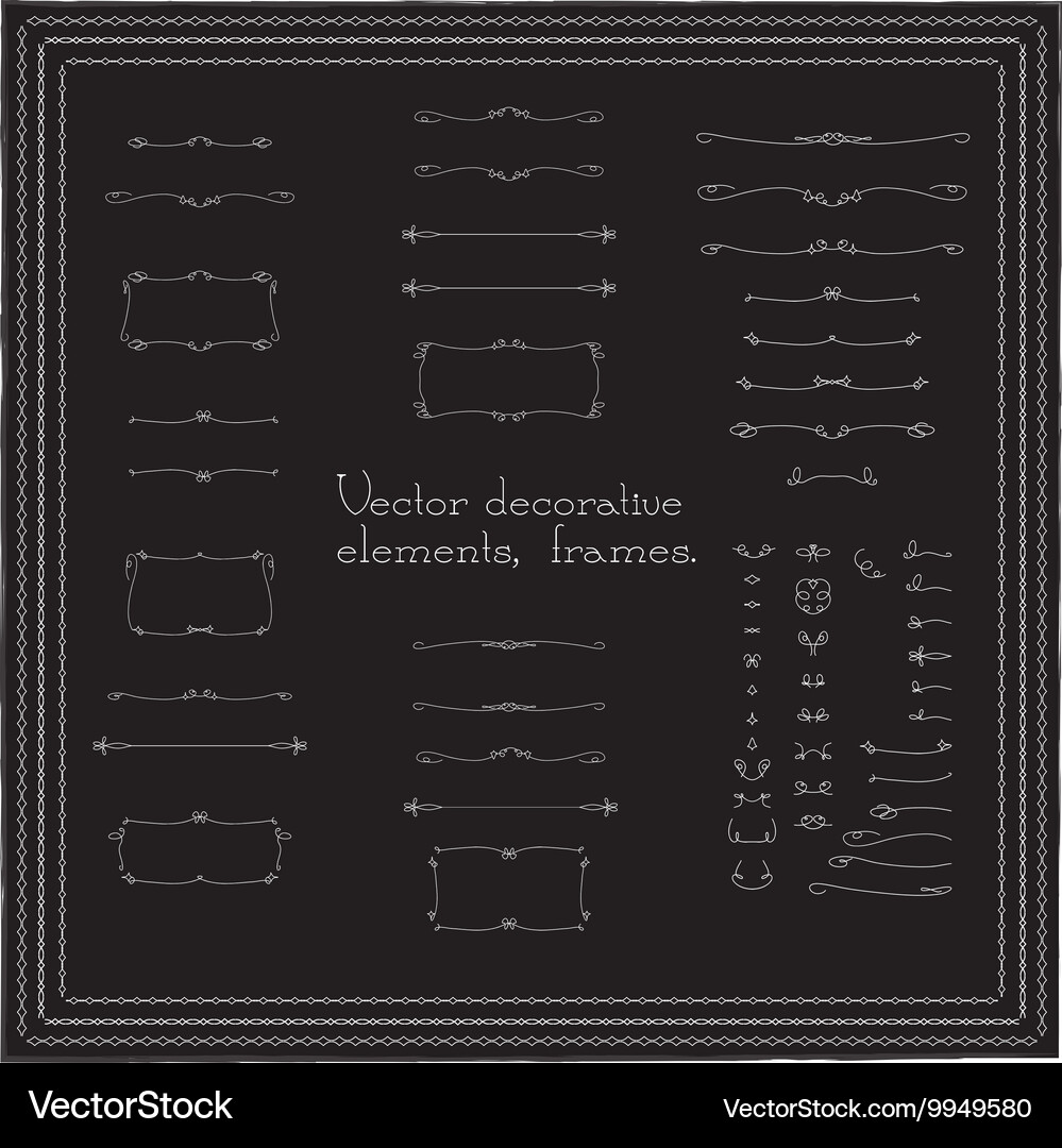 Set of linear frame border and decorative Vector Image
