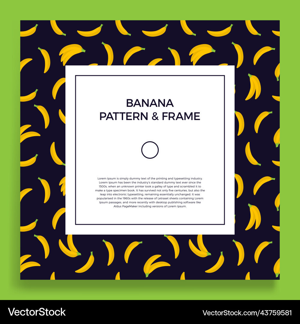 A square postcard with seamless banana patterns Vector Image