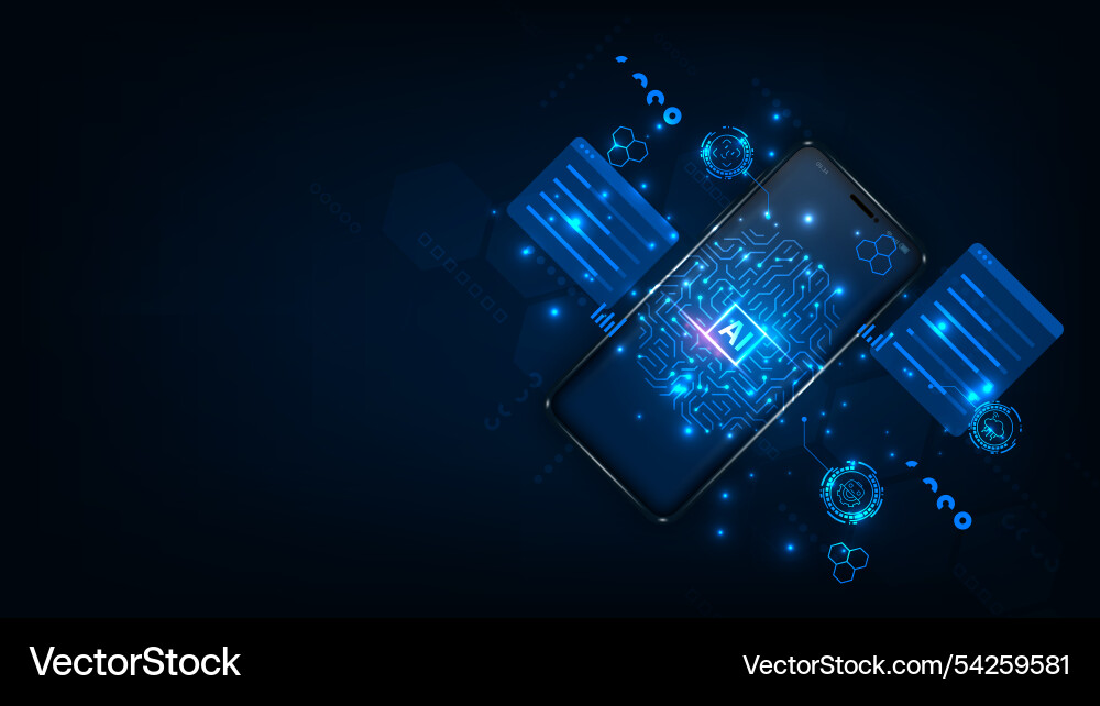 Artificial intelligence chip on a smart phone Vector Image