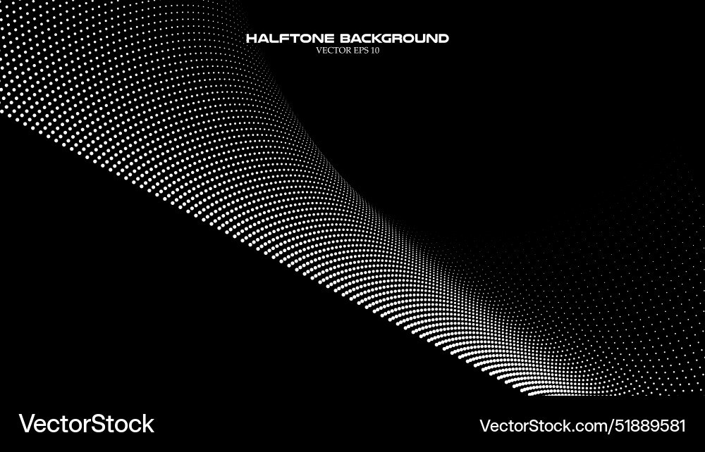 Black background with halftone curve abstract Vector Image