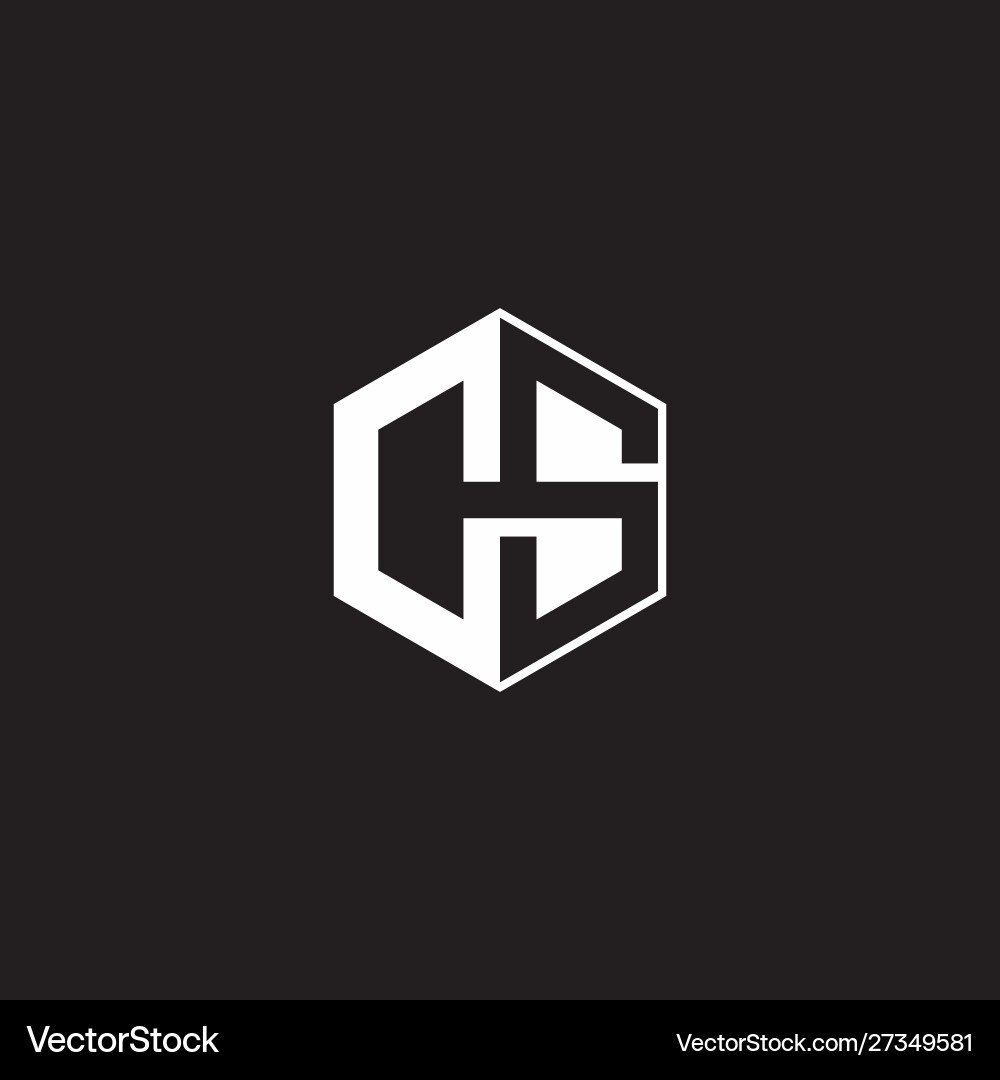 CS Monogram Logo - Hexagon Shape Vector Image