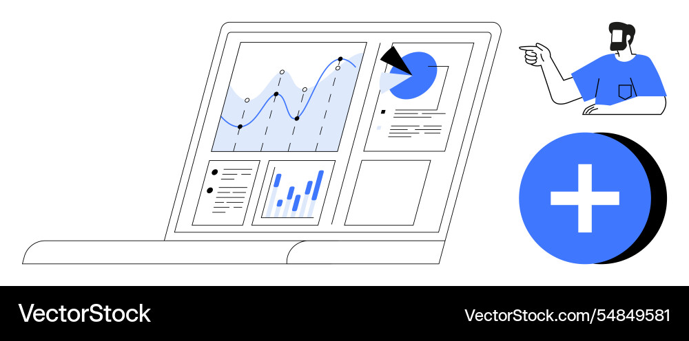 Digital data analysis with interactive dashboard Digital data analysis with interactive dashboard vector image
