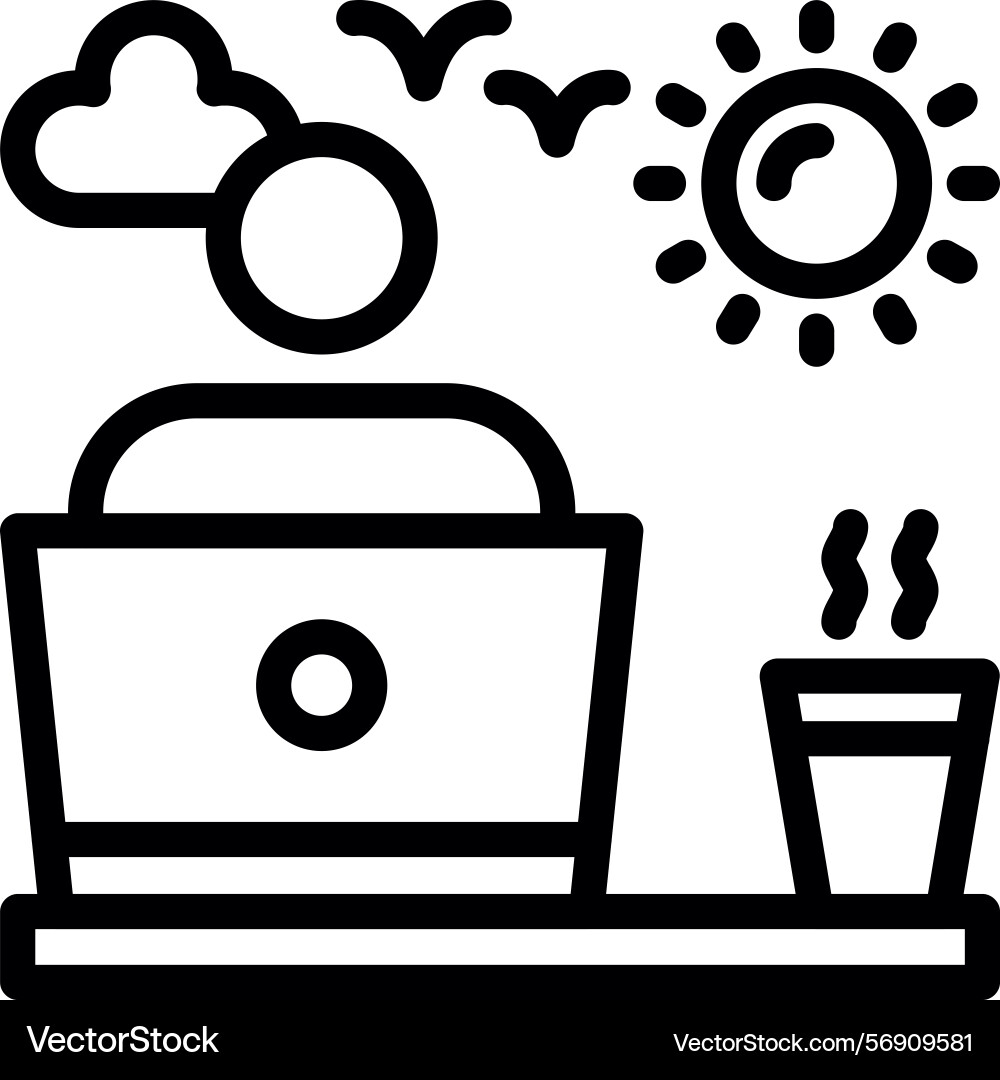 Digital nomad linear style icon design Vector Image