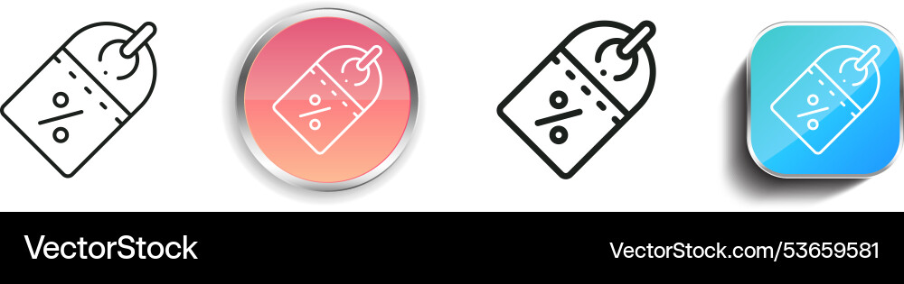 Discount icon thin linear regular and button vector image