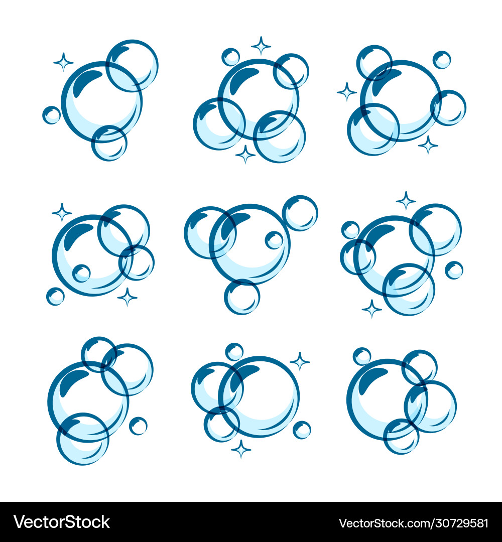 Line Soap Bubbles Set Vector Image