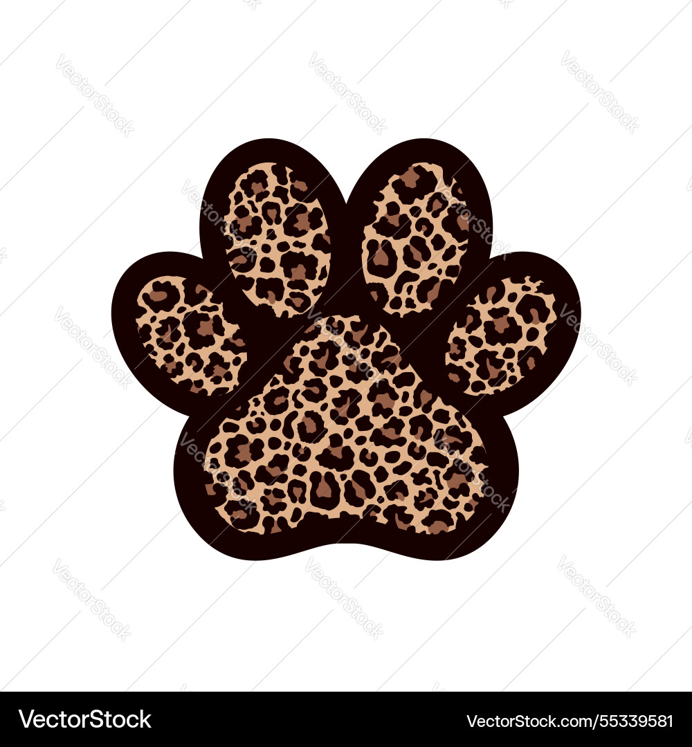 Paw print filled with leopard pattern vector image
