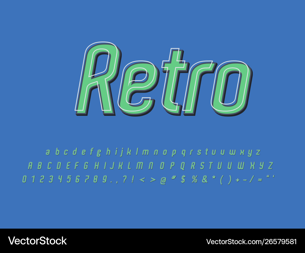 Retro font and alphabet stock vector image