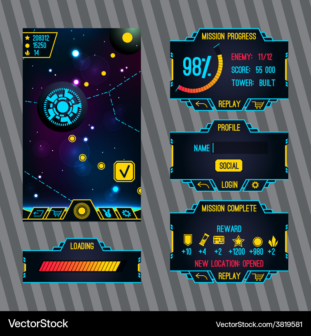 Space Game UI Interface vector image