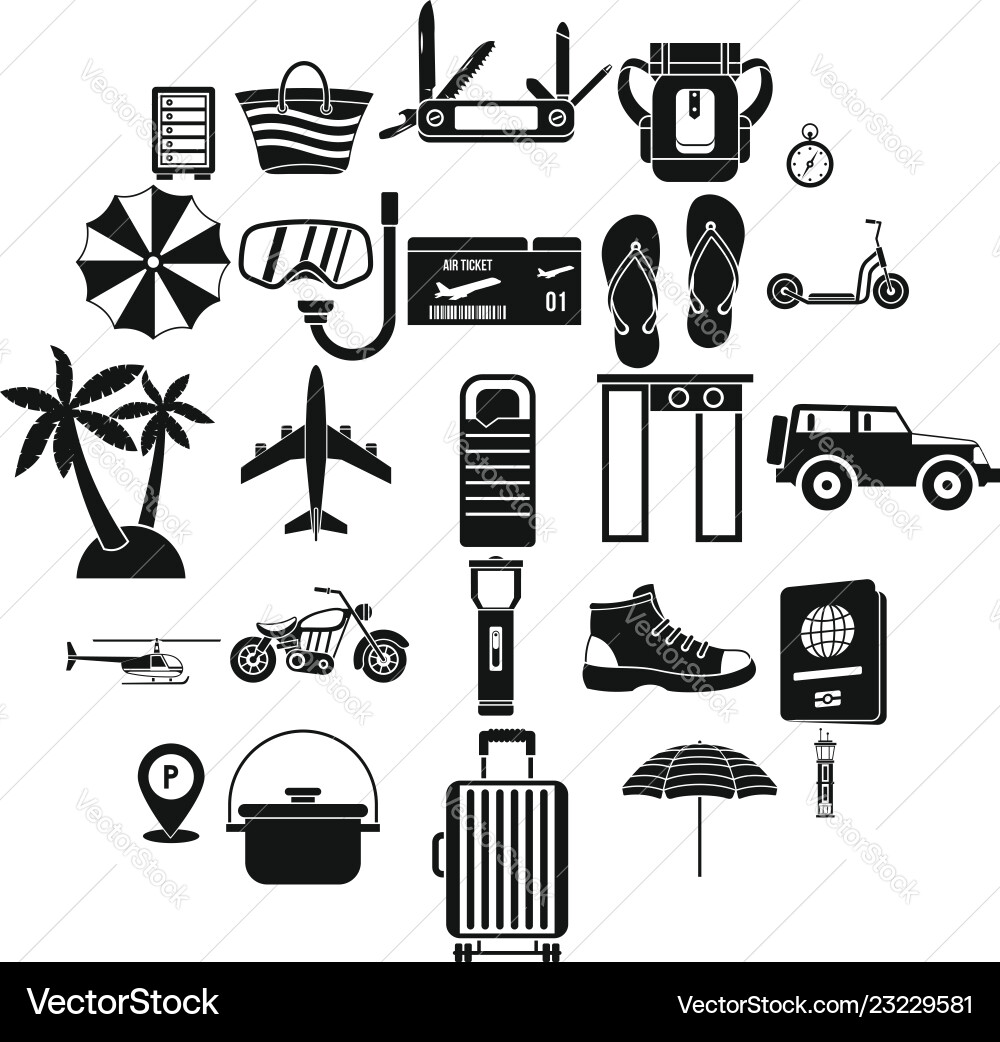 Tour guide icons set simple style Vector Image