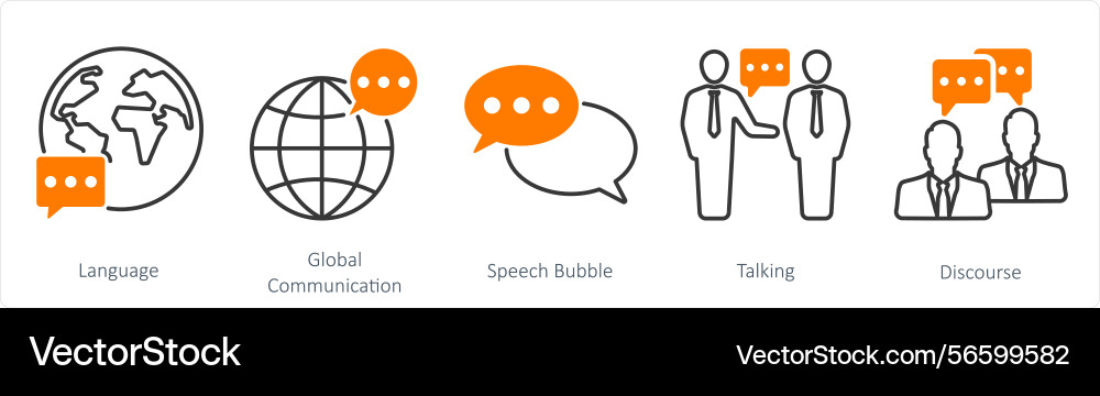 A set of 5 communication icons as language global vector image