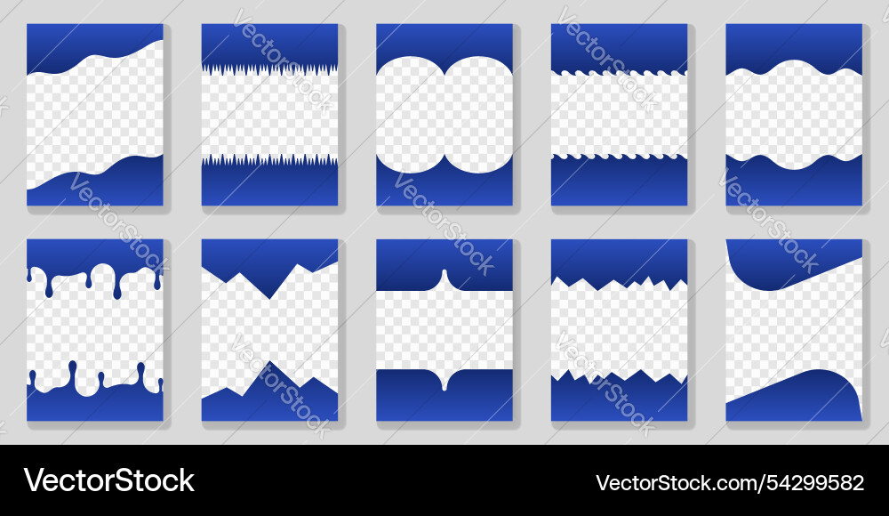 Abstract curve lines wave frame for web page set Vector Image