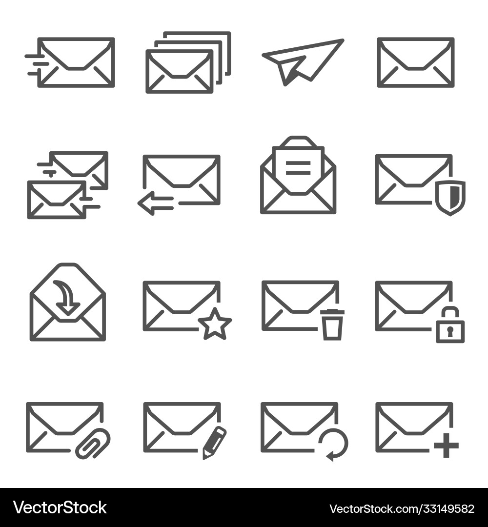 Envelope Icon Set - Open & Closed Vector Image