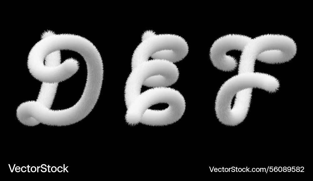Fluffy font typescript def text furry pompon Fluffy font typescript def text furry pompon vector image