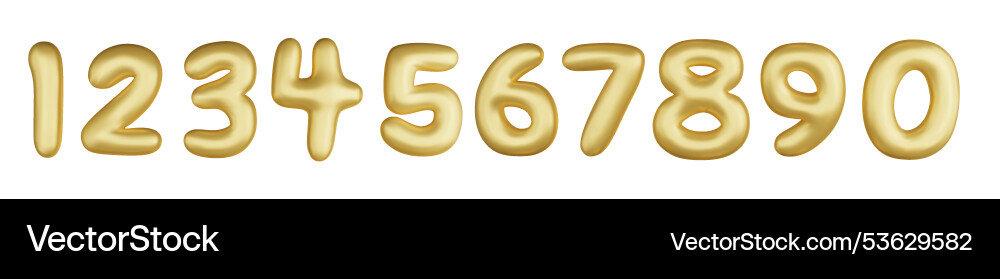 Goldzahlen von 0 bis 9 Satz hellkugelförmig Goldzahlen von 0 bis 9 Satz hellkugelförmig Vektorbild